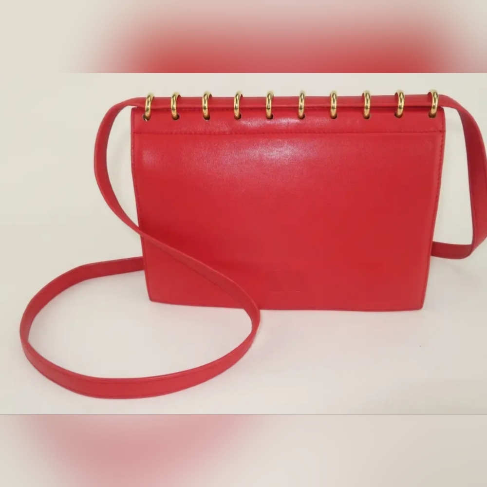 Valentino Garavini Red Leather Handbag With Spiral Hardware, 1980’s